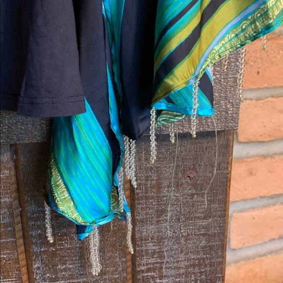 Anthropologie TINY Blue Green Beaded Bell Sleeve Top Size XS Flowy Boho Coastal - Picture 11 of 14